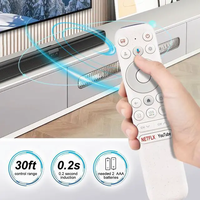 Alt view image 3 of 5 - Beyution RC902N FER2 Replacement Voice Remote Control fit for TCL NXTVISION Series QLED 4K UHD Google Smart TV 2024 Model:55A300W 65A300W 75A300W 85A300W