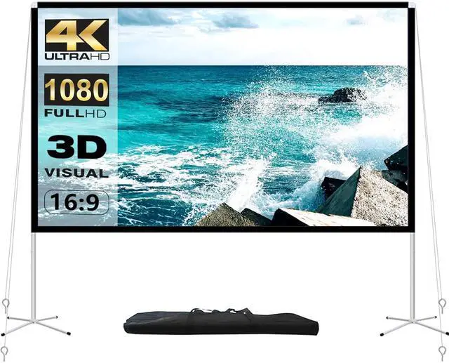 Main image of Projector Screen and Stand 100 Inch Portable Outdoor Projection Screen 16:9 4K HD Movie Projection Screen with Carry Bag for Indoor Outdoor Home Theater Film Night Party Camping Foldable Anti Crease