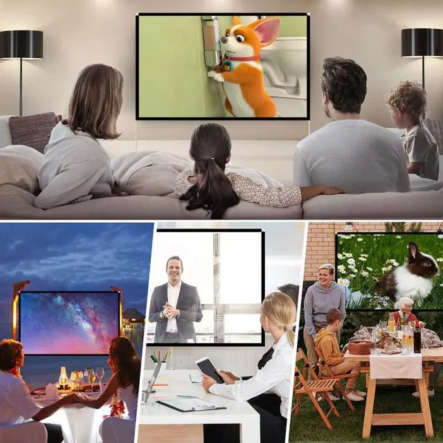 Alt view image 3 of 5 - Projector Screen and Stand 100 Inch Portable Outdoor Projection Screen 16:9 4K HD Movie Projection Screen with Carry Bag for Indoor Outdoor Home Theater Film Night Party Camping Foldable Anti Crease