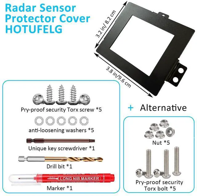 Alt view image 2 of 5 - Radar Sensor Protector Cover Compatible with Honda Accord 2023-2025, Anti-Theft Steel Bracket with Security Screws, Prevents Front Radar Distance Sensor Theft, Easy Installation Kit Included (Black)
