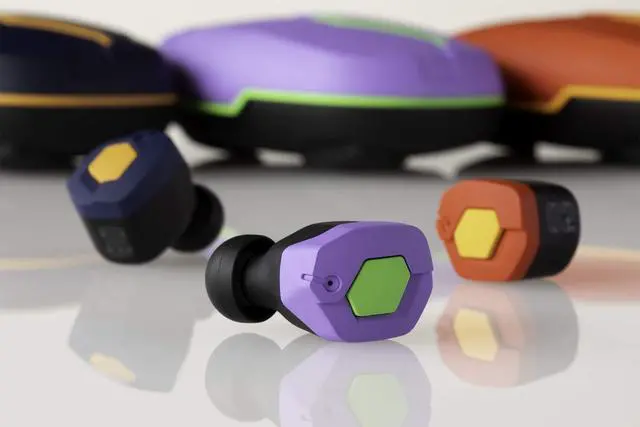 Alt view image 3 of 5 - Final Audio True Wireless Earbuds Bluetooth Headphones with Charging Case. Earphones with Built-in Mic and Hands Free Touch Controls for iPhone & Android. Evangelion (Red)