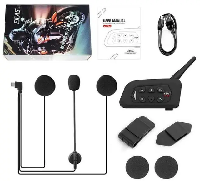 Alt view image 5 of 5 - MIMIRACLE V4 Plus Motorcycle Helmet Bluetooth Intercom Headset, Up to 4 Riders 1500M IP65 Waterproof Motorbike Communication System for Skiing/ATV/Off Road -2 Pack