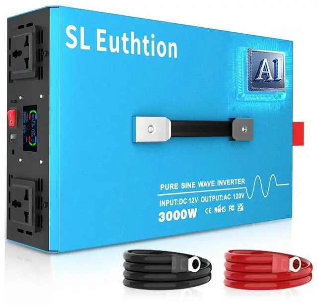 Main image of SL Euthtion 3000W Pure Sine Wave Power Inverter Voice Control AI Voice Assistant Support English 12V to 120V 60HZ with LCD Display, USB Port, for Car Home Laptop Truck