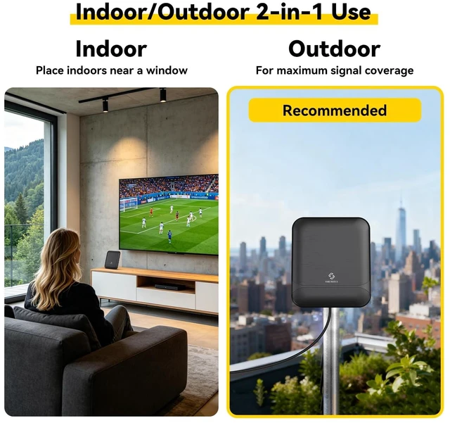 Alt view image 5 of 5 - SHERRIVA Digital TV Antenna for Smart TV Indoor & Outdoor