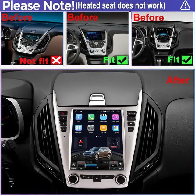 Alt view image 2 of 5 - QLED 8-Core CPU Radio Upgrade for Chevy Chevrolet Equinox 1LT 2LT LTZ 2010 2011 2012 2013 2014 2015,IPS Touch Screen,CarPlay Android Auto Ready