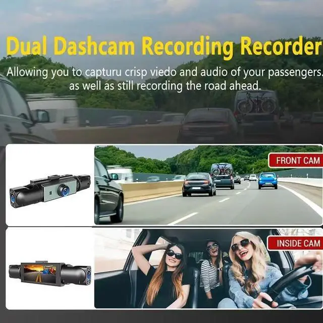 Alt view image 3 of 3 - Tangxi 4 Channel Dash Cam Front and Rear Left Right Inside, 1080P Car Dash Camera with 2.7" UHD Display, 170 Wide Angle, Night Mode, Emergency Recording, 150mAh Battery