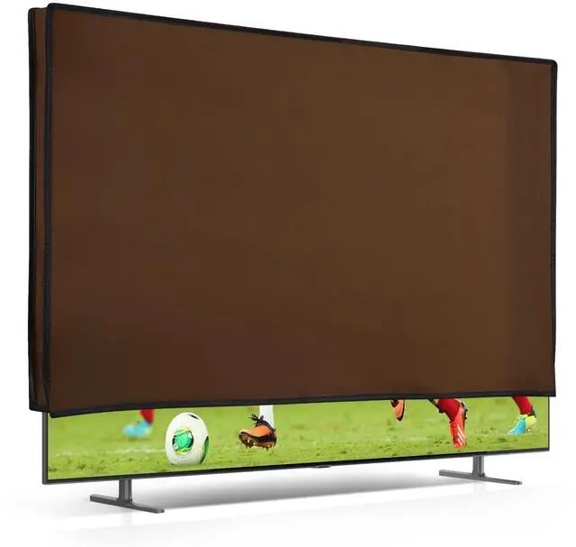 Main image of kwmobile Indoor 55" TV Cover Television Dust Cover Screen Protector TV Screen Dust Protection Synthetic Fabric Dark Brown