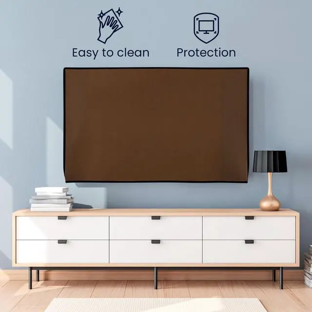 Alt view image 2 of 5 - kwmobile Indoor 55" TV Cover Television Dust Cover Screen Protector TV Screen Dust Protection Synthetic Fabric Dark Brown