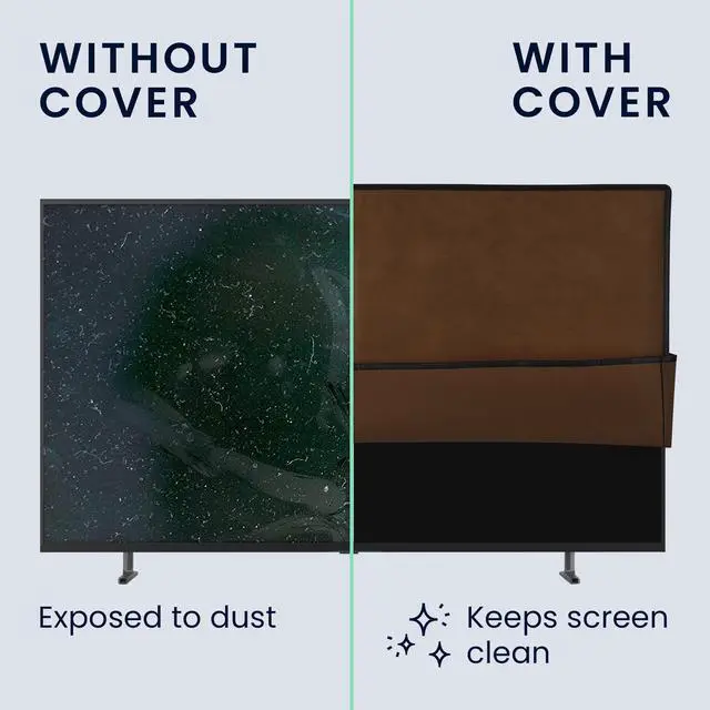 Alt view image 4 of 5 - kwmobile Indoor 55" TV Cover Television Dust Cover Screen Protector TV Screen Dust Protection Synthetic Fabric Dark Brown