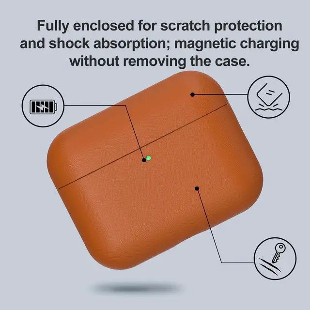 Alt view image 4 of 5 - BLBAISH Leather AirPods Pro 3 Case Handcrafted Vintage Genuine Leather AirPods Pro 3 Protective Cover All-Around Shockproof Protection AirPods Pro 3 Pro Protective Sleeve