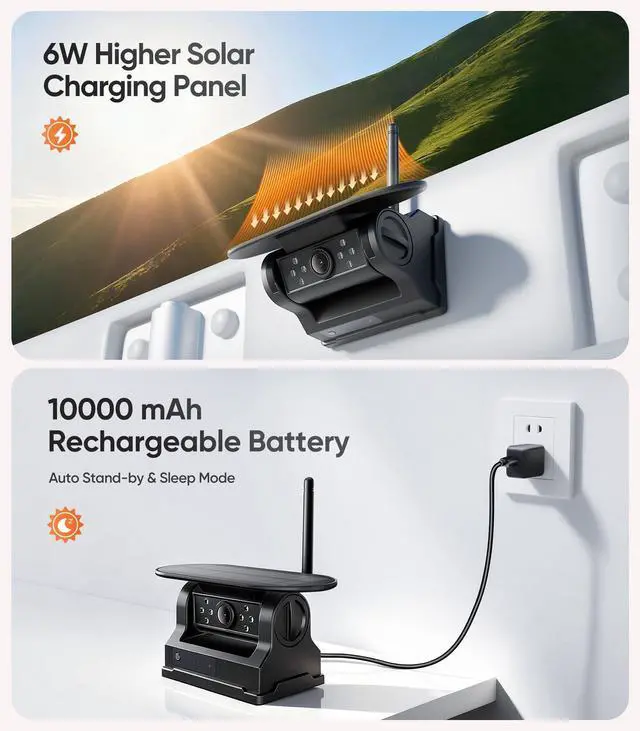 Alt view image 2 of 5 - 7" Portable 1080P Solar Wireless Backup Camera Car Dash Cam,1 Min No Wiring Easy Install Rechargeable Magnetic Back up Camera for Truck/Trailer/Small RV/Camper (Single Camera)