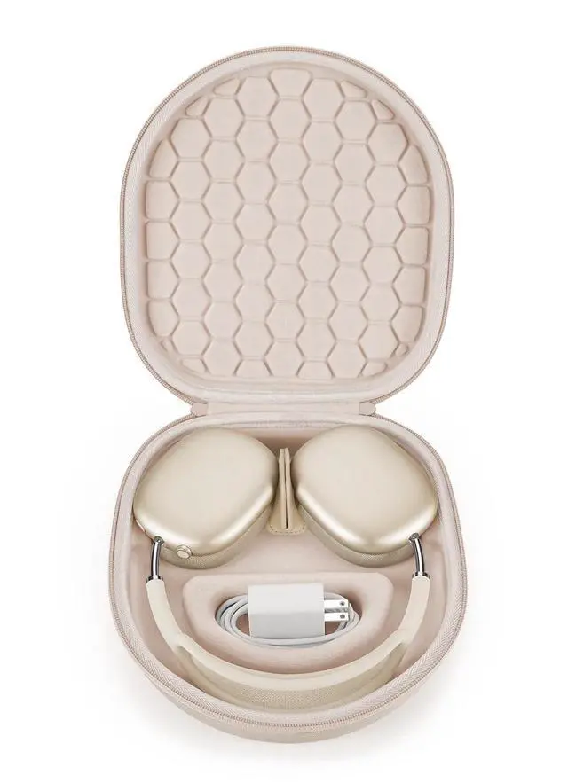 Main image of Smart Case for Apple AirPods Max Headphone Supports Sleep Mode, Hard Organizer Portable Carry Travel Cover Storage Bag (Beige)