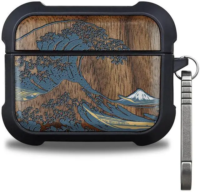 Main image of Patterit for AirPods Pro 3 Case, Shockproof Wooden Cover with Quick Released Keychain for AirPods Pro Case 3rd Generation (2025) Compatible with Wireless Charging, (Great Wa