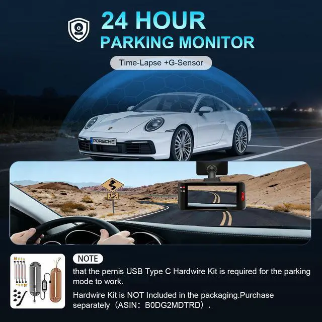 Alt view image 4 of 5 - PERNIS 4K Dash Cam Front and Rear with ADAS,5.8GHz WiFi-20MB/s Fast Download, STARVIS 2 Sensor, Dash Camera for Cars, 3.16" LCD Screen, HDR Super Night Vision, 24H Parking Mode, GPS Support