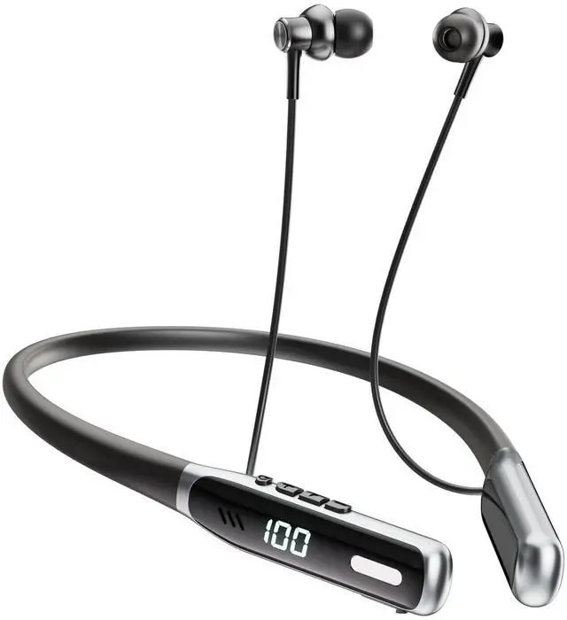 Main image of NEOQOQO Wireless Neckband Earbuds, Bluetooth 5.4 Neckband Earbuds with Built-in Microphone, Lightweight, ENC Multi-Connect Neckband Sports Earphones with 80H Playtime, Black