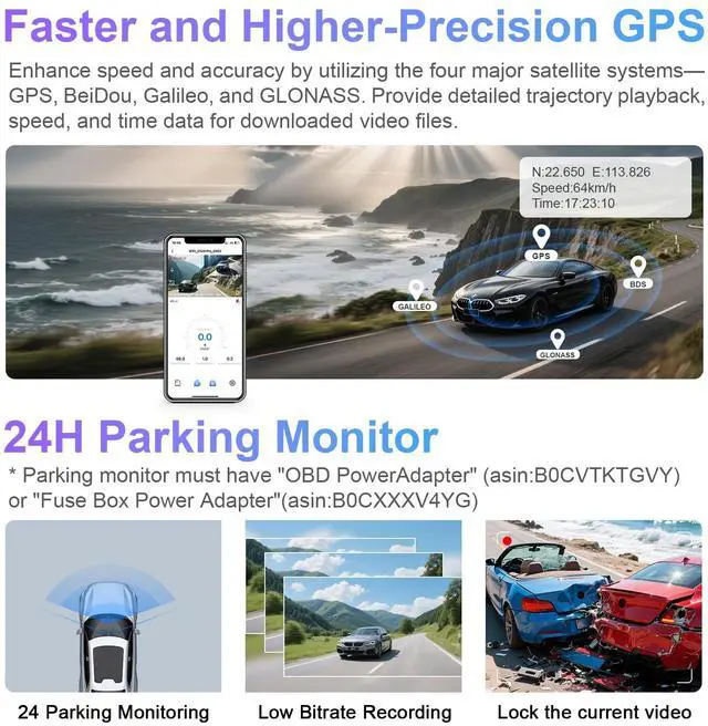 Alt view image 5 of 5 - 4K Front & 2K Rear 2 Channel HDR Dash Cam, Dual STARVIS 2 IMX678 IMX675, Custom Fit for Subaru Crosstrek 2018-2023 (Model A),Base Limited Premium Sport etc, 5GHz WiFi, GPS, 128GB Card