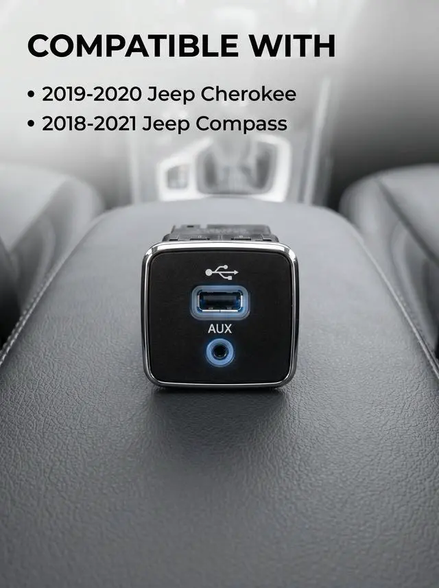 Alt view image 3 of 5 - Gearnity 5xg28dx9ad USB Port Socket AUX Replacement Fit for Jeep Cherokee Compass for Dodge Mopar Front Center Console Charging Auxiliary 53223309 60927870 5XG28DX8AA 53224228 5XG28DX9AD