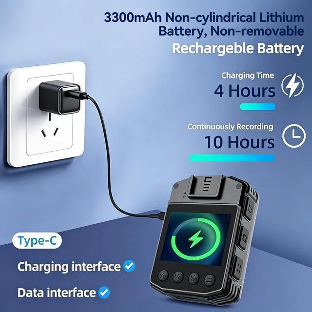 Alt view image 3 of 5 - CAMMHD Z3 1440P Body Camera3300Mah Battery Work 12Hours,Auto/Manual Night VisionBody Mounted Video Camera with Audio and Video RecordingNo Memory Card