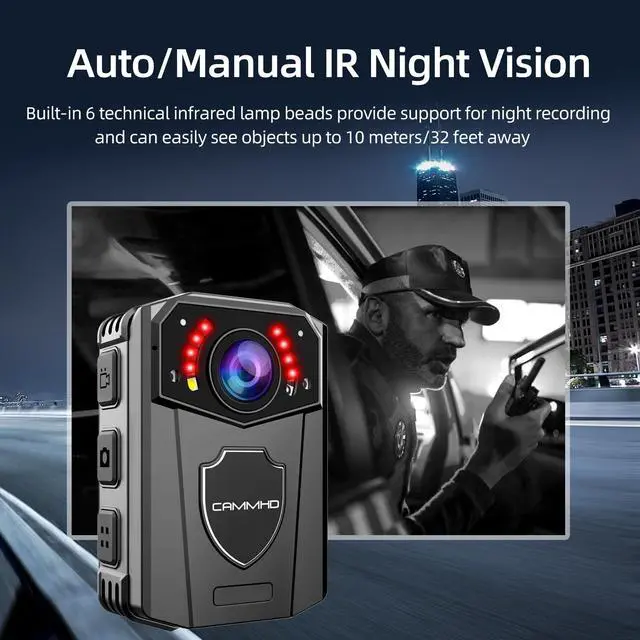 Alt view image 4 of 5 - CAMMHD Z3 1440P Body Camera3300Mah Battery Work 12Hours,Auto/Manual Night VisionBody Mounted Video Camera with Audio and Video RecordingNo Memory Card