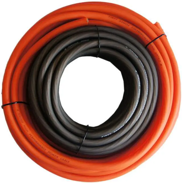 Main image of RD True 4 Gauge AWG CCA 25ft Orange Power Wire and 25ft Black Ground Soft Touch Cable Battery Cable, Home Speaker Stereo System, Automotive Use