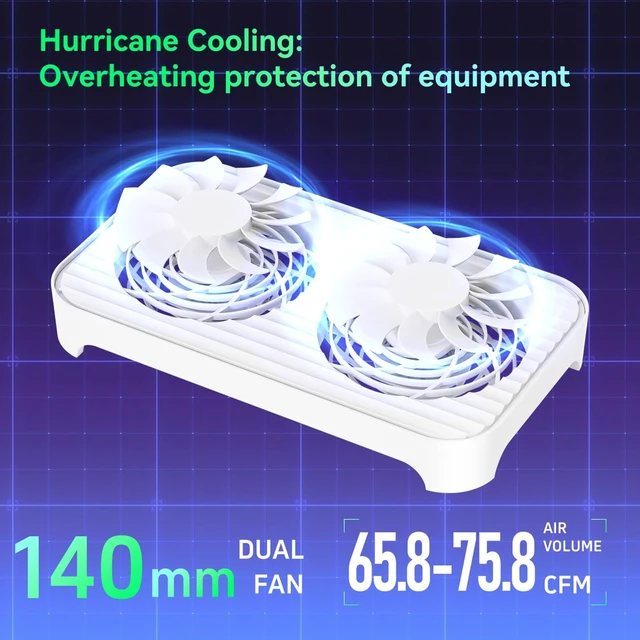 Alt view image 4 of 5 - GSCOLER X4-V2 Quiet USB Cooling Fan, High Speed Dual 140mm USB PC Fan with 3 Speeds Controller, Stackable Cooling Design for Router, Laptop, Mini PC, Receiver, DVR, PlayStation, Xbox, Computer Cabinet