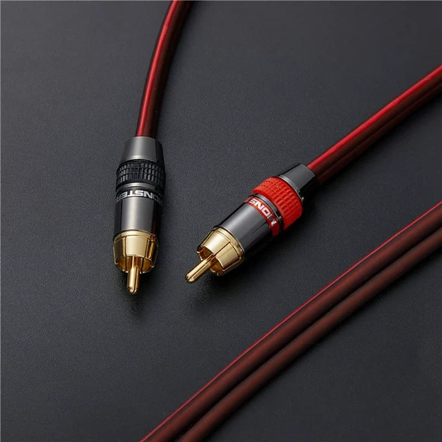 Alt view image 5 of 5 - JORZOR Audiophile Hi-Fi 14 Gauge OFC Speaker Cable with RCA Male (Black & Red) to 2 Bananas Plugs, 2 pack/1pair, (1M(3.3FT), 1 Pair(RCA to 2 Y Spade))
