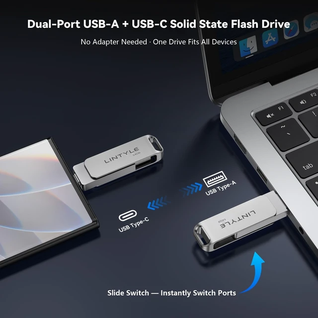 Alt view image 2 of 5 - LINTYLE 64GB External SSD, USB Flash Drive 450MB/s, Portable Thumb Drive