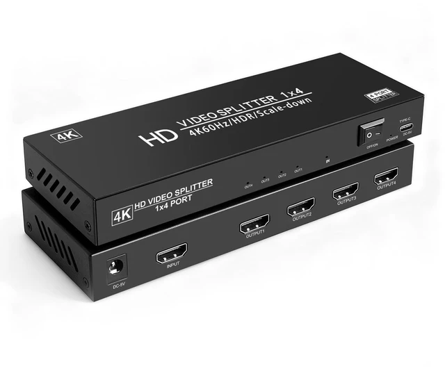 Main image of LinSeek 4K@60Hz HDMI Splitter 1 in 4 Out, Auto Downscaling,18Gbps,HDR10