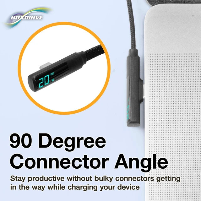 Alt view image 3 of 5 - BoxWave Cable Compatible with ASUS ROG Flow Z13 (2022) - PowerDisplay PD Right Angle Cable (4ft) - USB-C to USB-C (100W), LED Wattage Info Extra Long Braided Nylon - Jet Black
