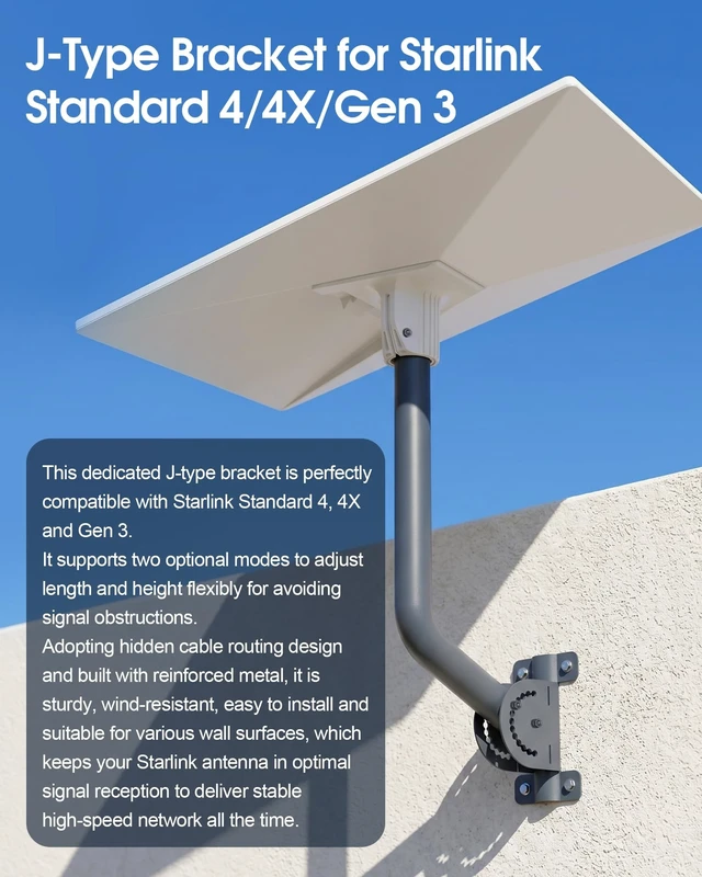Alt view image 2 of 5 - Foboull Starlink Standard 4/4X Mount Kit Compatible with Gen3 Starlink Standard Dish, Outdoor Roof Mount, Antenna Mast Pipe Mounting Kit