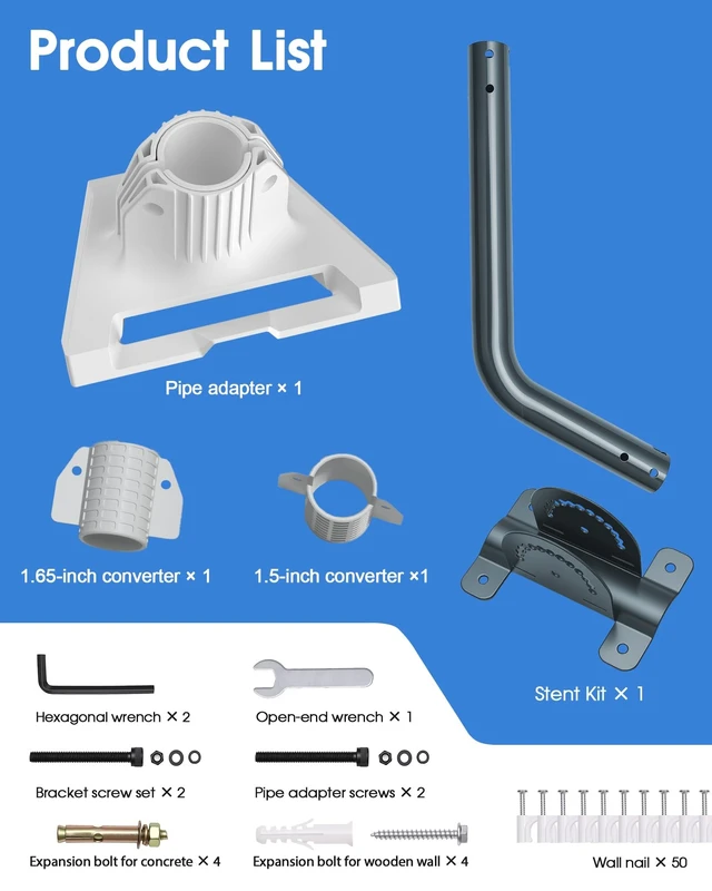 Alt view image 5 of 5 - Foboull Starlink Standard 4/4X Mount Kit Compatible with Gen3 Starlink Standard Dish, Outdoor Roof Mount, Antenna Mast Pipe Mounting Kit
