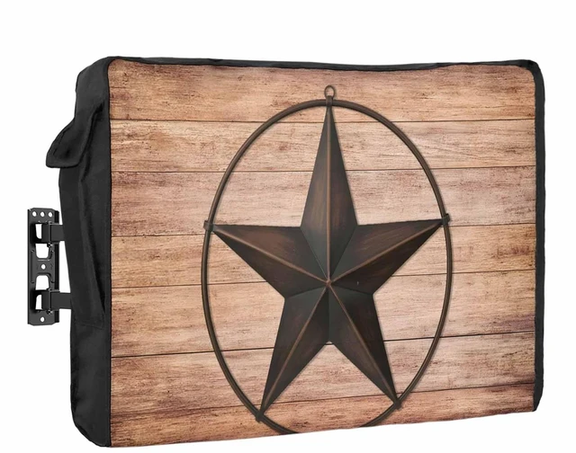Main image of Jimehezon Western Texas Star Barn Outdoor TV Cover 48 to 50 Inches Rustic Brown Wood Grain Weatherproof&Waterproof TV Covers with Remote Control Pocket, Screen Protectors for Outside