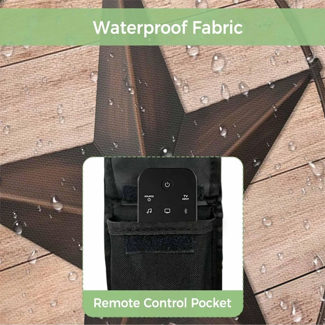 Alt view image 3 of 5 - Jimehezon Western Texas Star Barn Outdoor TV Cover 48 to 50 Inches Rustic Brown Wood Grain Weatherproof&Waterproof TV Covers with Remote Control Pocket, Screen Protectors for Outside