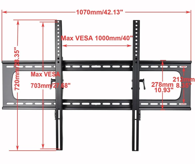 Alt view image 2 of 5 - VideoSecu Heavy Duty Extra-Large Tilt TV Wall Mount Bracket for Most 55"-90" LED, LCD, OLED, Plasma Flat Screen TVs up to VESA 1000x700 mm and Loading 280lbs Fits 16" and 24" Wall Studs MP806B WVT