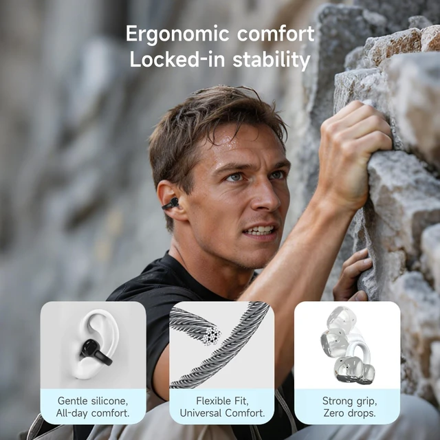 Alt view image 2 of 5 - LavChic A80 Open Ear Earbuds, Clip On Wireless Headphones with Microphone