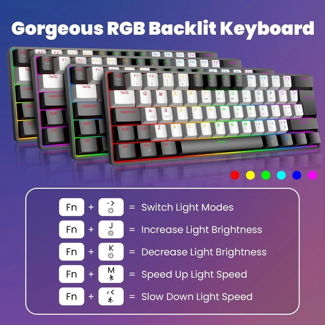 Alt view image 5 of 5 - SOPPY Gaming Keyboard and Mouse Combo, Mechanical Keyboard Gamer 60% US-Layout, Compact LED Backlit, USB Ergonomic Office RGB Wired Gaming Set for PC/Laptop/Windows/PS4/Xbox/Mac (Black&White)