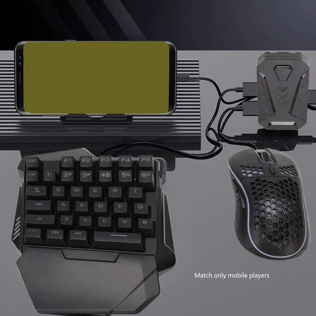 Alt view image 3 of 5 - Luocute Keyboard and Mouse Converter Set, RGB One Handed Gaming Keyboard and Mouse Combo with Wired Adapter for Mobile Games, PC Gaming Keyboarding, Plug and Play