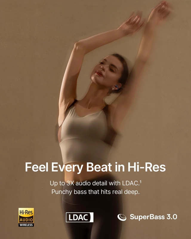 Alt view image 3 of 5 - Baseus Bowie Series Open Ear Clip On Earbuds, CloudComfort 2.0 Wrap-Around Comfort, 5.1g Lightweight, LDAC Hi-Res Audio, 55H Playtime, 4-Mic AI Clear Call, IP67 Waterproof for Gym & Workouts