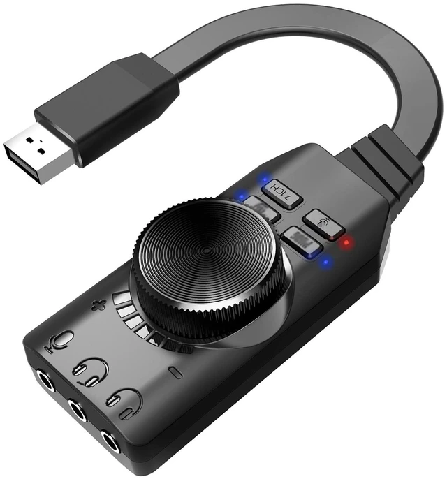 Main image of ERYUE Sound Card, GS3 USB 2.0 External Sound Card Virtual 7.1 Channel Sound Card Adapter Plug and Play with Headphone Microphone Jacks Control Mute Mic Games Sound Effect Upgrade Version for Desktop