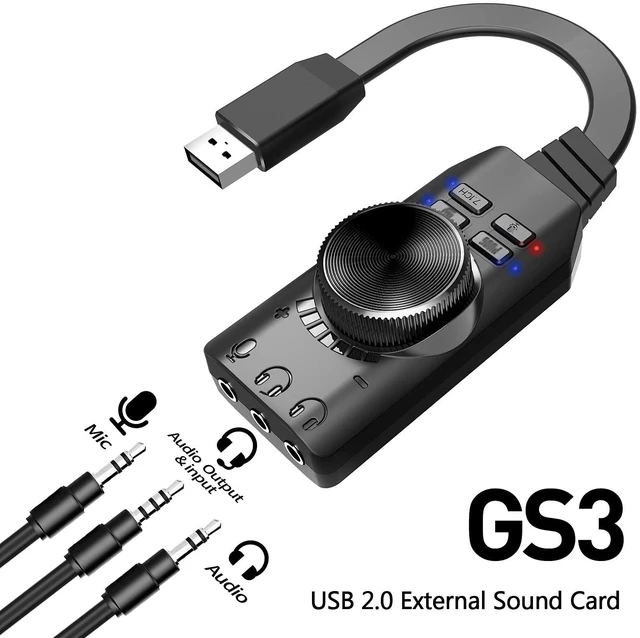 Alt view image 2 of 5 - ERYUE Sound Card, GS3 USB 2.0 External Sound Card Virtual 7.1 Channel Sound Card Adapter Plug and Play with Headphone Microphone Jacks Control Mute Mic Games Sound Effect Upgrade Version for Desktop