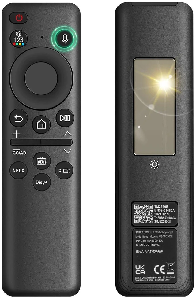 Main image of New BN59-01432A TM2360E Solar Voice Remote, USB-C Rechargeable Bluetooth Remote Control Replacement with Solar Charging Compatible with Samsung 2023-2024 Neo QLED 8K Smart TVs, HDR Ultra HD - Bl
