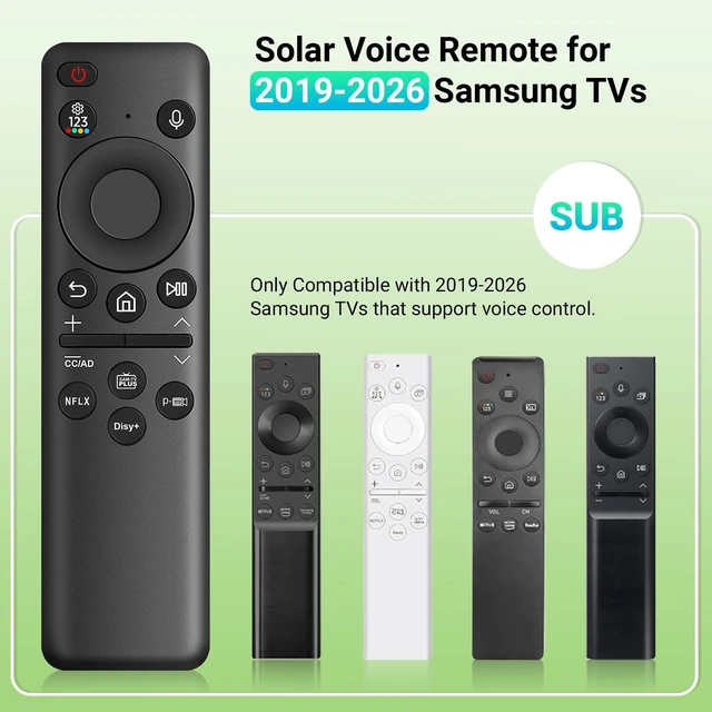 Alt view image 2 of 5 - New BN59-01432A TM2360E Solar Voice Remote, USB-C Rechargeable Bluetooth Remote Control Replacement with Solar Charging Compatible with Samsung 2023-2024 Neo QLED 8K Smart TVs, HDR Ultra HD - Bl