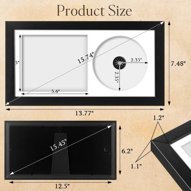 Alt view image 2 of 5 - Dunkive 2 Pcs 7.4x13.7 CD Display Frame with Mat, White