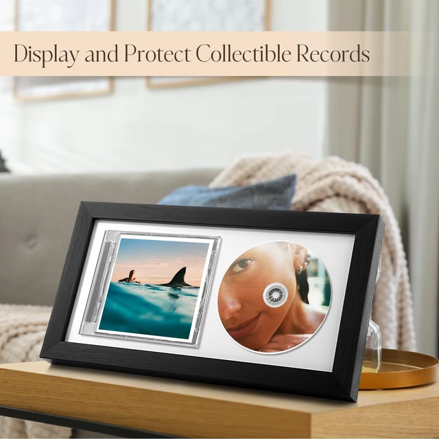 Alt view image 5 of 5 - Dunkive 2 Pcs 7.4x13.7 CD Display Frame with Mat, White