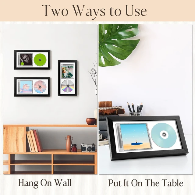 Alt view image 3 of 5 - Dunkive 2 Pcs 7.4x13.7 CD Display Frame with Mat, White