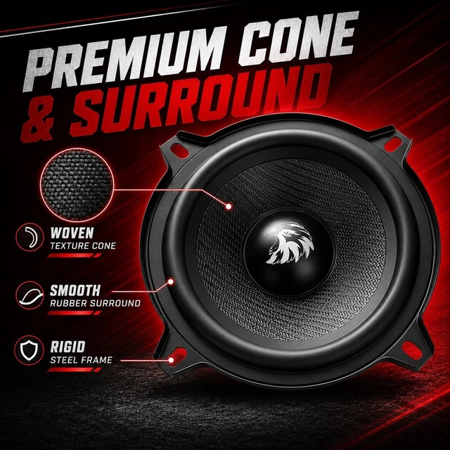 Alt view image 3 of 5 - XPXPIAA 5.25 Car Speakers, 600W Peak 2 Pack 5 1/4 Inch Mid Bass Woofer Speakers, 4 Ohm 5.25 Inch Car Door Audio Speakers with Carbon Fiber Composite Cone, Deep Bass & Clear Mids