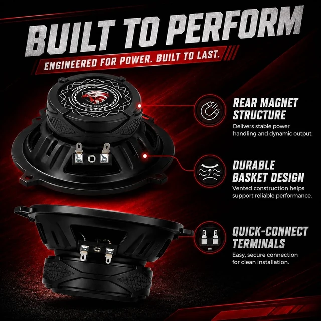 Alt view image 4 of 5 - XPXPIAA 5.25 Car Speakers, 600W Peak 2 Pack 5 1/4 Inch Mid Bass Woofer Speakers, 4 Ohm 5.25 Inch Car Door Audio Speakers with Carbon Fiber Composite Cone, Deep Bass & Clear Mids