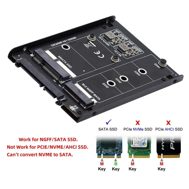 Alt view image 3 of 5 - xiwai Dual MSATA NGFF B+M SSD Card JBOD Raid0 Span Bridge to 2.5inch SATA Combo HDD Disk Drive Enclosure