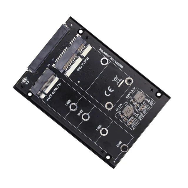 Alt view image 2 of 5 - xiwai Dual MSATA NGFF B+M SSD Card JBOD Raid0 Span Bridge to 2.5inch SATA Combo HDD Disk Drive Enclosure