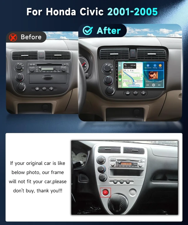 Alt view image 2 of 5 - 9inch 5G WiFi Car Stereo Radio for Honda Civic 2001 2002 2003 2004 2005